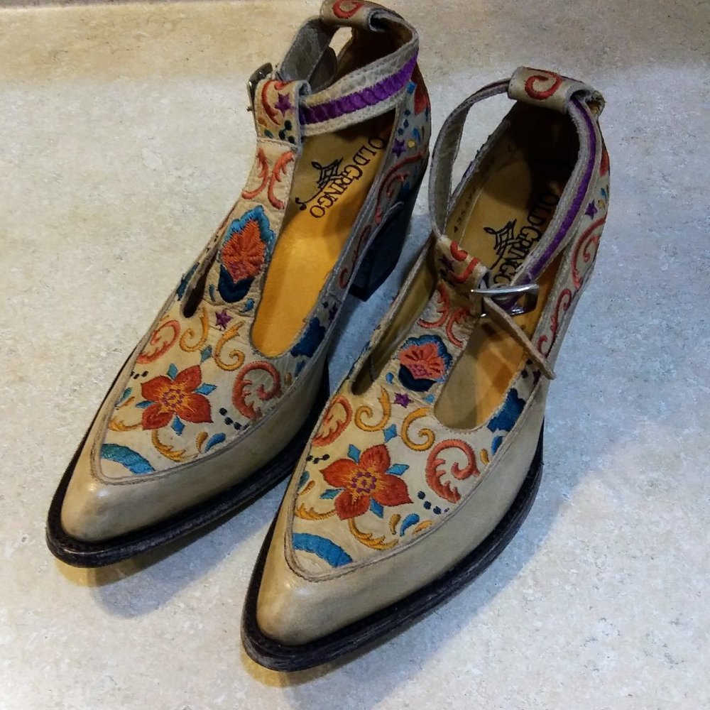 Embroidered Sz 7.5 Old Gringo T-Strap Boot
